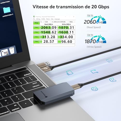 Yottamaster 1TB SSD Externe pour iPhone 17/16 Pro Max, Rapide Jusqu'à 2000MB/s, Compatible 4K ProRes, Port USB-C et USB-